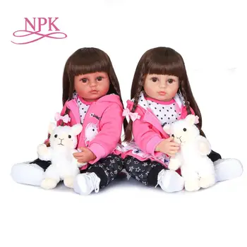 

55CM original NPK full body silicone bebe doll reborn toddler girl princess doll in pink colth bath toy flexible soft touch