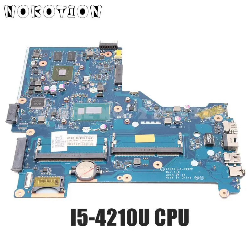 NOKOTION для ноутбука hp 15-R Motheboard 15,6 дюймов 760970-501 760970-001 ZSO50 LA-A992P основная плата I5-4210U процессор GT820M GPU