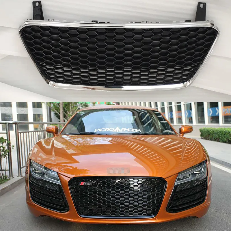 R8 RS Стиль ABS хромированная рама автомобильный передний бампер сотовая сетка