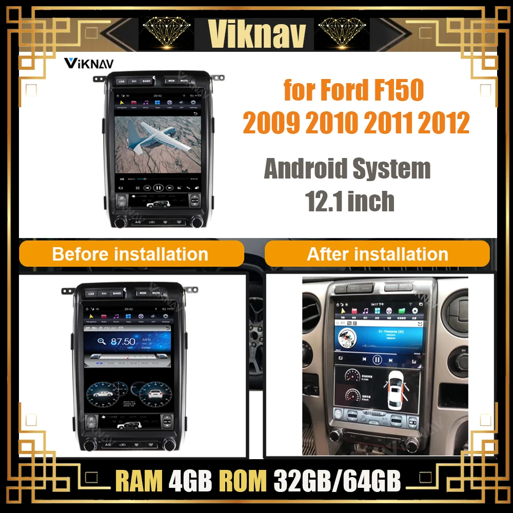 

13 inch vertical screen DVD multimedia stereo player For FORD F150 2009 2010 2011 2012 GPS navigation support carplay