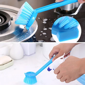 

Kitchen Hanging Long Handle Brush Liquid Soap Dispenser Cleaning Scrubber Washing Dish Brush Pot Brush