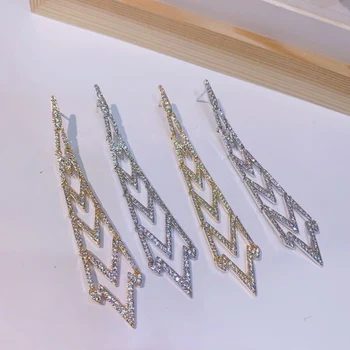 

Micro Paved Full CZirconia Geometric Tassel Earrings for Women Party luxury Wedding Jewelry Gifts Long Dangle Earrings