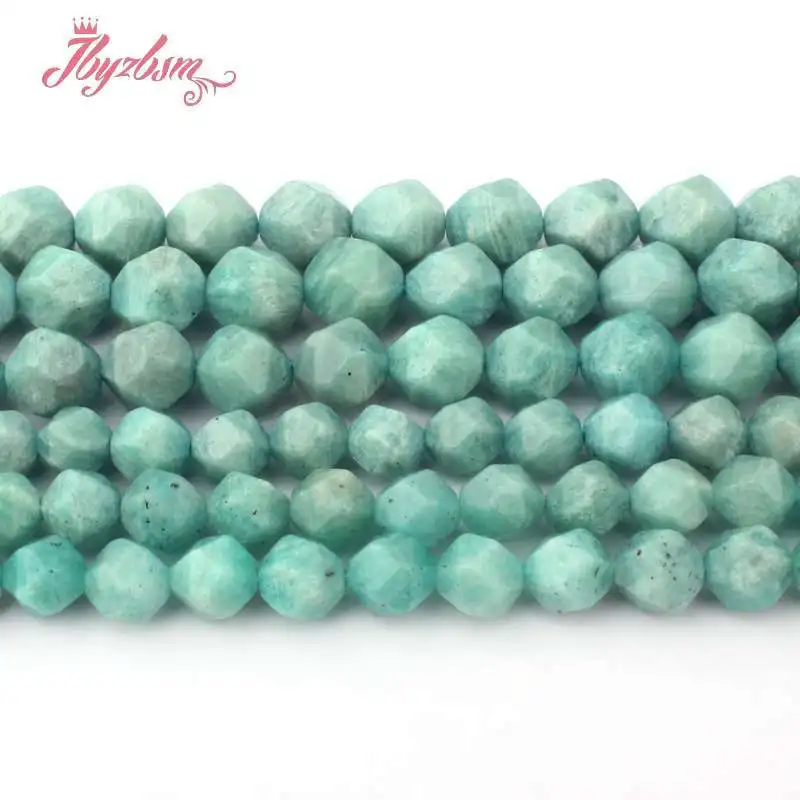 8mm 10mm Round Faceted Green Amazonite Natural Stone Spacer Beads for DIY Charm Accessories Necklace Bracelet Jewelry Making 15