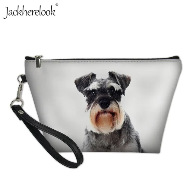 Jackherelook милая сумка для косметики с животными Шнауцер Женская сумочка для косметики портативная коробка для хранения Дамская Повседневная кожаная сумка - Цвет: HM5522Z8