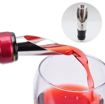 

Stainless Steel Liquor Aerating Decanter Pourer Spout Flow Wine Bottle Bar Tools With Stopper Set