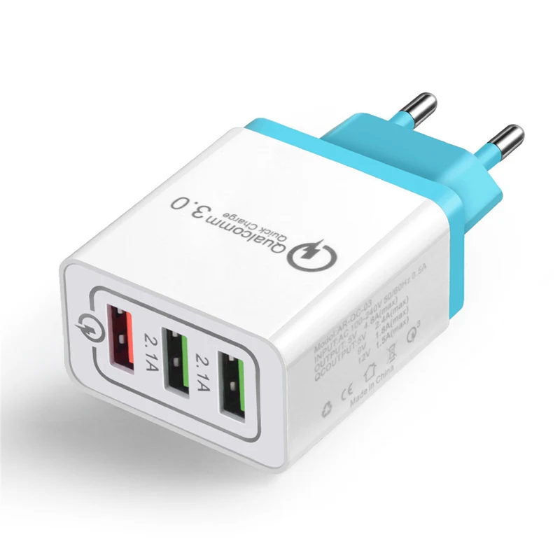 Быстрое зарядное устройство адаптер 3 USB порта QC3.0 зарядный блок вилки