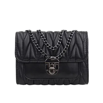 

GGYVDA Hot sale solid color female bag 2020 net red new product fold ladies one shoulder diagonal chain handbag