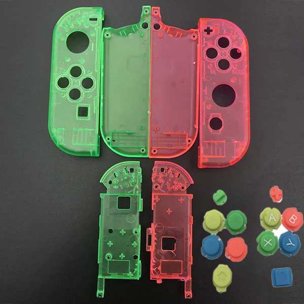 10 комплектов пластиковый чехол Joy Con для nintendo Switch, прозрачный пользовательский контроллер, цветные кнопки - Цвет: ClearGreen ClearPink