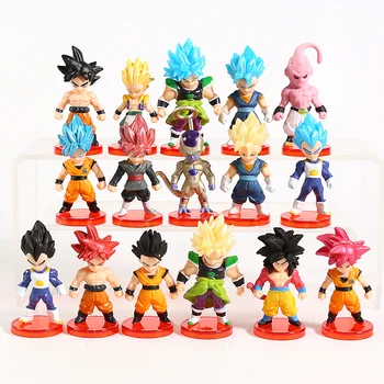 

Dragon Ball Z Super Saiyan God Blue Son Goku Vegeta Vegetto Freeza Broly Gotenks Majin Buu PVC Figures Toys 16pcs/set