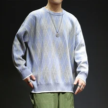 Winter Sweater Men's Warm Fashion Contrast Color Casual Knit Sweter Clothes Man Streetwear Loose Long-sleeved Pullover Men M-5XL Winter Sweater Men's Warm Fashion Contrast Color Casual Knit Sweter Clothes Man Streetwear Loose Long-sleeved Pullover Men M-5XL