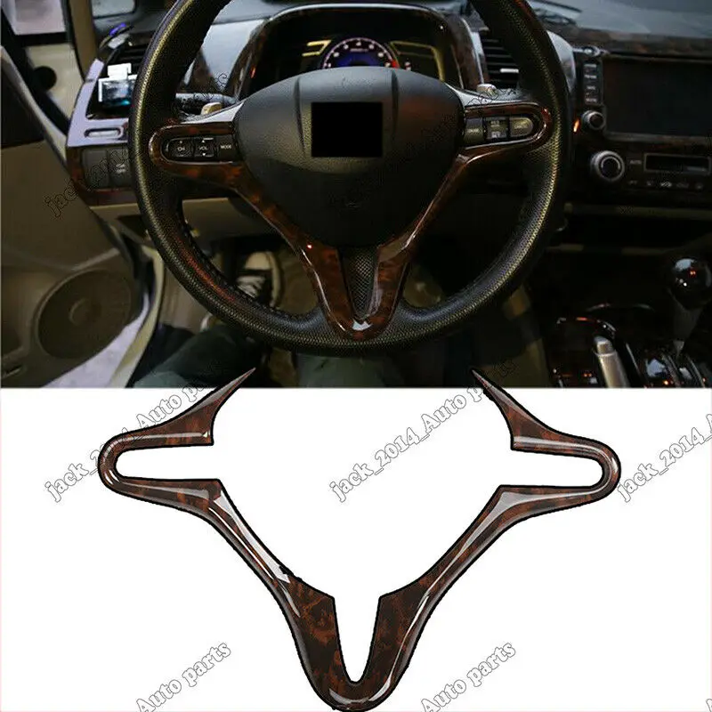 

For Honda Civic FD2 2006 2007 2008 2009 2010 2011 Wood grain Steering Wheel Cover Glossy Inner Trim