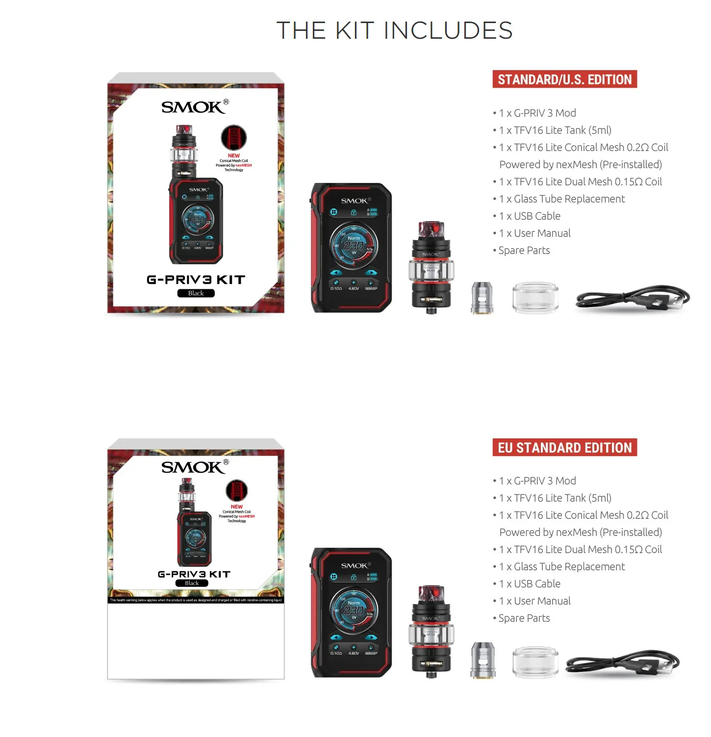 SMOK G-PRIV 3 Vape комплект 230 Вт G-PRIV3 мод 5 мл TFV16 LITE Танк Fit TFV 16 Lite коническая Двойная сетка катушка nexMesh электронная сигарета испаритель