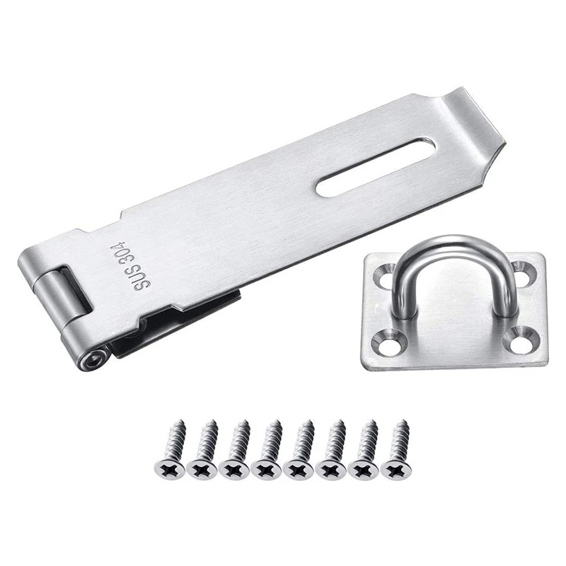

Padlock Hasp Staple 2 Pack Heavy Duty Safety Door Clasp Gate Lock Latch,SUS304 Stainless Steel Brushed Finish Padlock Clasp Shed