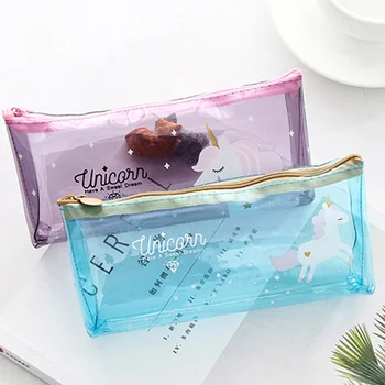 

Fashion Cute Transparent Cosmetic Bag Little Horse Silica Gel PVC Plastic Waterproof Cosmetic Bag Use For Pencil Case