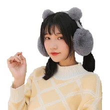 Пушистые круглые уши плюшевые наушники с помпоном мягкие теплые наушники для женщин и мужчин модные наушники зимние аксессуары для девочек