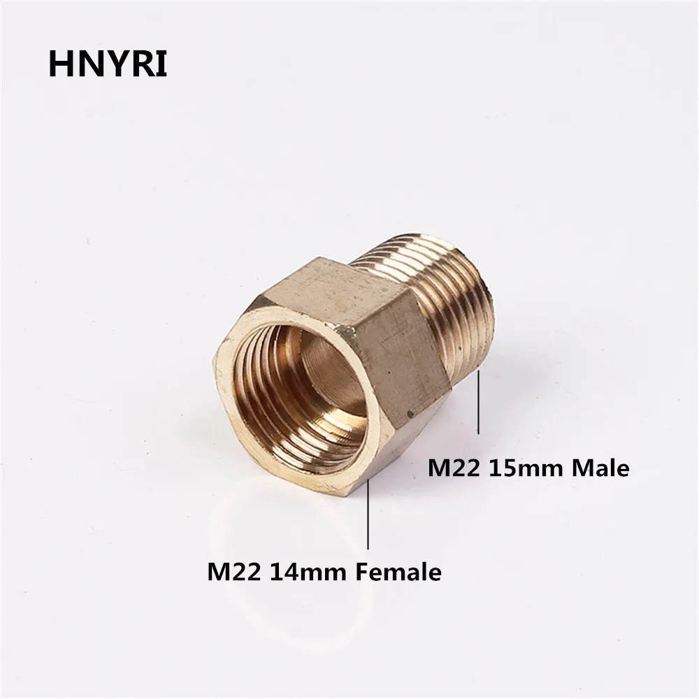 Internal Thread Hose Pipe Adapter Metric M22 15mm Male Thread to M22 14mm Female Fitting 4500 PSI HNYRI Pressure Washer Coupler M22 15mm Male to M22 14mm Female