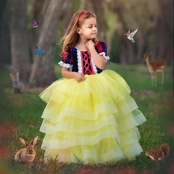 

Girl Snow White Princess Dress Carnival Costume Children Evening Dresses Cosplay Costumes Kids Halloween Tulle Tutu Gown Clothes