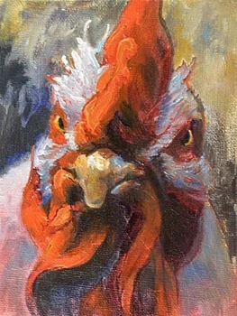 

Hand painted High Quality Oil Canvas Painting martial cock Wall Art a head of a chinken for living room pop art home Decor