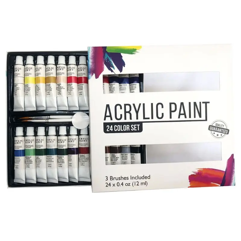

Acrylic Paint Set 24 Color Tubes of 0.4 oz (12 ml) Art Set for Kids Painting WXTA