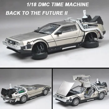 

1/18 Scale Metal Alloy Car Diecast Model Part 1 2 3 Time Machine DeLorean DMC-12 Model Toy Welly Back to the Future