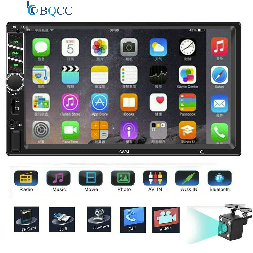 Double 2Din HD 7in Car Stereo MP5 Player FM Radio Bluetooth 4.0 AUX Disk TF Autoradio + Camo Android And IOS Input Double 2Din HD 7in Car Stereo MP5 Player FM Radio Bluetooth 4.0 AUX Disk TF Autoradio + Camo Android And IOS Input