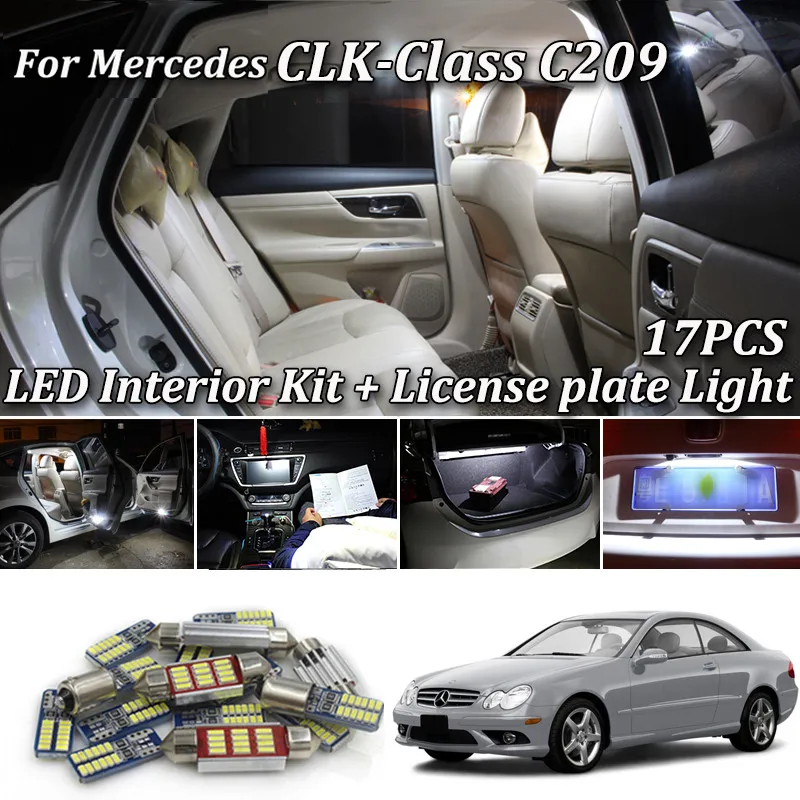 17 шт. светодиодный светильник без ошибок для Mercedes-Benz CLK class W209 C209 CLK320 CLK430 CLK350 CLK500 CLK550(2003-2009