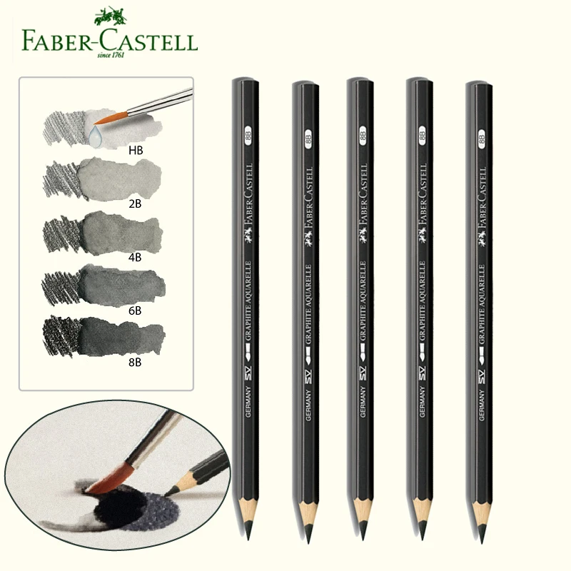  Faber-Castell Graphite Aquarelle Water-Soluble Single Pencil,  Hb : Artists Pencils : Office Products