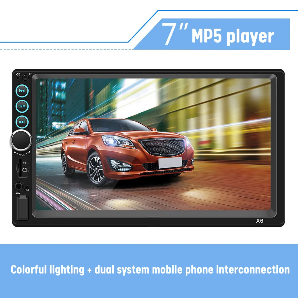 7インチ12v高精細デュアルスピンドル車mp5プレーヤーカーラジオのbluetoothハンズフリー携帯電話相互接続 Car Multimedia Player Aliexpress