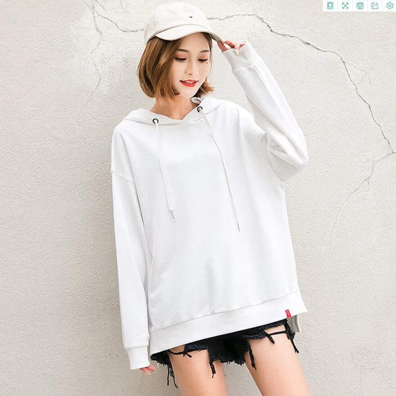 Sudaderas lisas blancas de gran tamaño para mujer, sudaderas sencillas holgadas de color sólido en blanco, de de algodón con capucha| Sudaderas capucha y sudaderas| - AliExpress