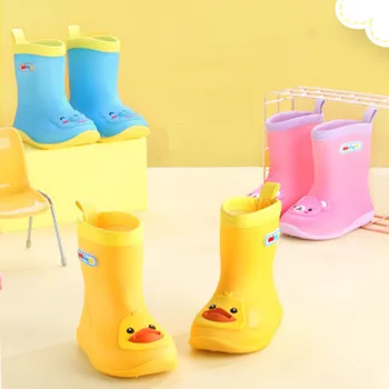 

Kids Rain Boots Rubber Boots Waterproof Water Shoes for Girls boys Baby Non-slip Warm Children Rainboots four Seasons Removable