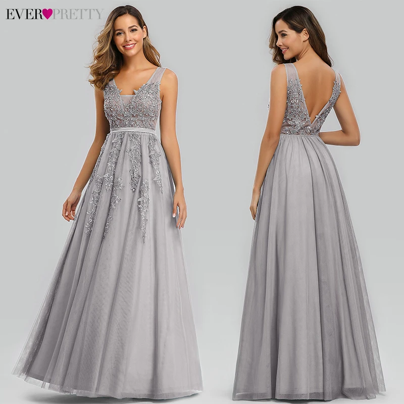 Günstig Prom Kleider Lange 2020 Immer Ziemlich Elegant Lange V ausschnitt Tüll Spitze Applique Sleeveless A line Heißer Verkauf Vestidos De Graduacion