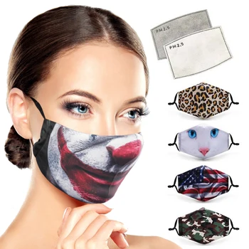 

Fashion Reusable Protective PM2.5 Filter Printing mouth Mask anti dust Face mask Windproof Mouth-muffle bacteria proof Flu Mask