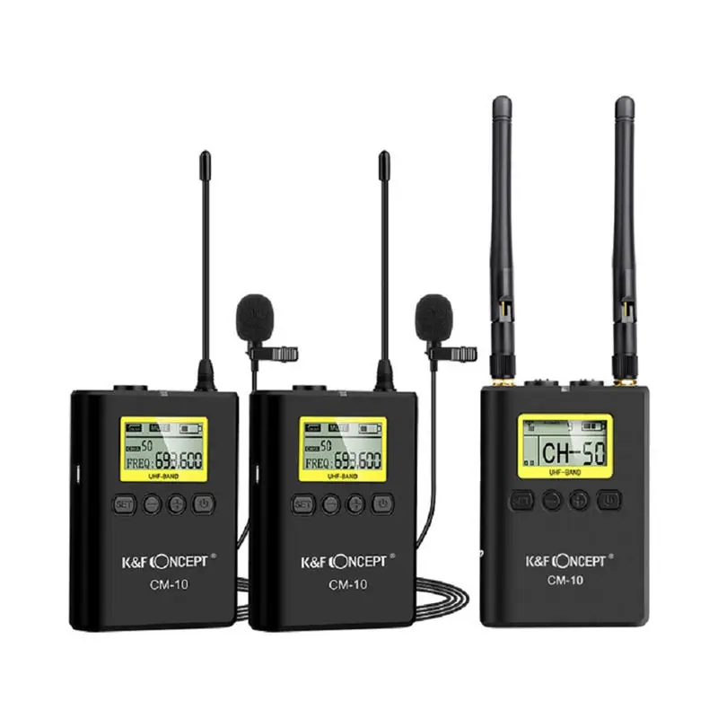 

FFYY-K&F Concept Cm-10 Uhf 100M Professional Wireless Microphone System Receiver +2 Transmitter For Dslr Camera Camcorder Video