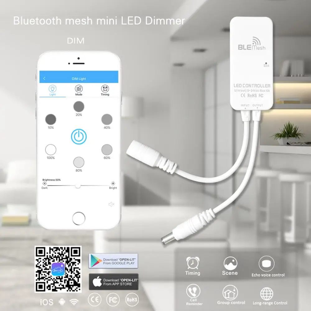 Mini Bluetooth LED Strip Controller for 3528 5050 Dimming RGB RGBW RGBCCT Light APP Android IOS DC9V-24V | Освещение