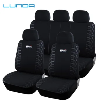 

LUNDA 100% Looped Fabric Car Seat Covers Universal Fit Most Cars SUV Vehicles Seat Cover Black Car Seat Protector