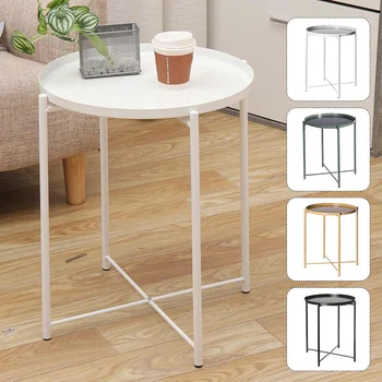 

Nordic Modern Metal Side Table Living Room Coffee Table Bedroom Bedside Desk Decor Sofa Side Table Home Office Furniture 44x52cm