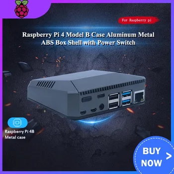 

Raspberry Pi 4 Aluminum Case Metal ABS Shell Box with Fan Heatsink Power Switch Removable GPIO Cover for Raspberry Pi 4 Model B