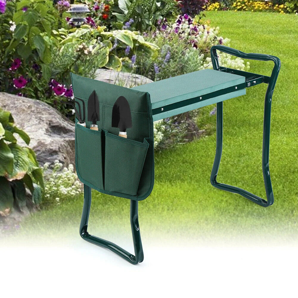 

Honhill Folding Garden Kneeler and Seat with EVA Aid Knee Pads Multifunctional Seat Garden Stool Tool Pouches Bearing 150KG