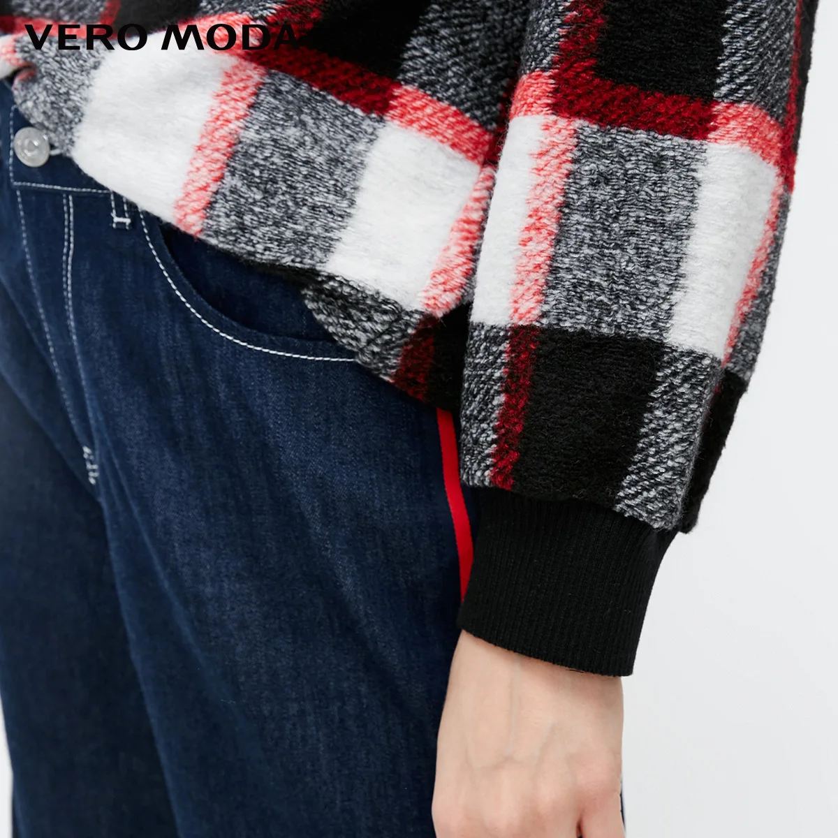 Vero Moda уличная толстовка с капюшоном и принтом в клетку с открытыми плечами | 318333519