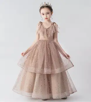 

Starry Sky Girl Party Dress Fluffy Tulle Sleeveless Ball Gown for Wedding Princess Dress Children Clothes 2-12Y E20258
