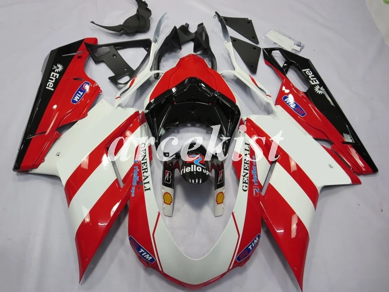 

Injection New ABS Full Fairings Kit Fit for DUCATI 848 evo 1098 1198 1098S 2007 2008 2009 2010 2011 2012 Body Set red white