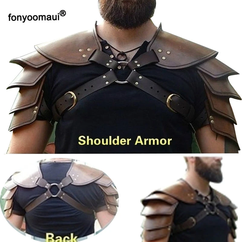 Halloween Party Cosplay Costume Medieval Retro Leather Pauldrons Shoulder Armor