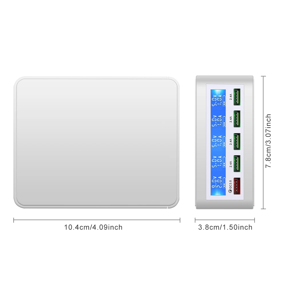 QC 3.0 Quick Charge Dock 5 Port Usb LCD Display Multi HUB Phone Fast Charger Station Adapter For Iphone Xiaomi Huawei