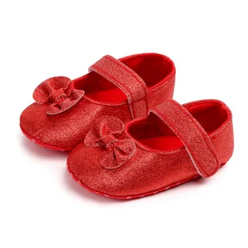 

Baby Girls Shoes Princess Bow Non-slip Baby Girls First Walkers PU Crib Shoes Newborn Girl Shoes For Party 0-12M