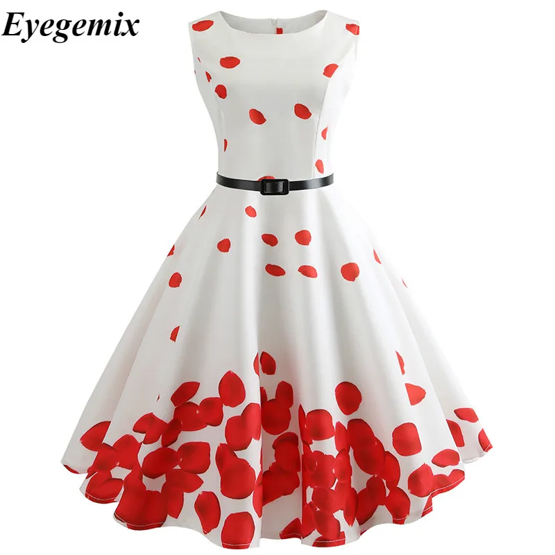 Летние женские платья, повседневные, цветочные, Ретро стиль, 50s 60s Robe Rockabilly Swing Pinup Vestidos, вечерние платья на День святого Валентина - Цвет: A21