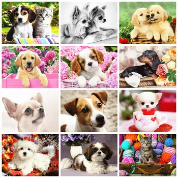 

DIY Painting By Numbers Dog Animals Framed Kit Oil Coloring By Numbers Wall Art Picture Acrylic Paintings On Canvas Room Decor