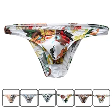 Сексуальное мужское нижнее белье, Новое мужское нижнее белье, цветочный принт, ледяной шелк, дышащие мужские трусы, сексуальные и удобные трусики, бандаж