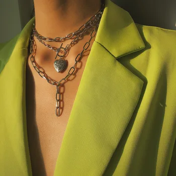 

States cross-border accessories hearts open restoring ancient ways OT clasp sautoir geometric Y tassel chain necklace