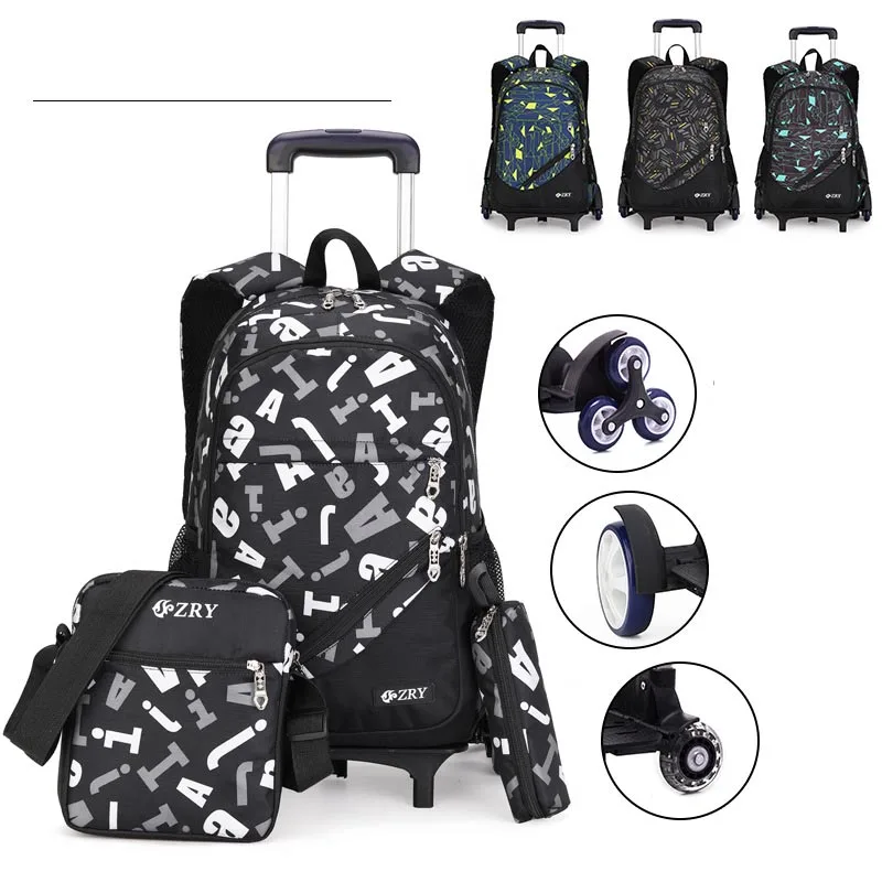 

3Pcs fashion travel removable waterproof student trolley bag breathable wear-resistant and compressive shoulder