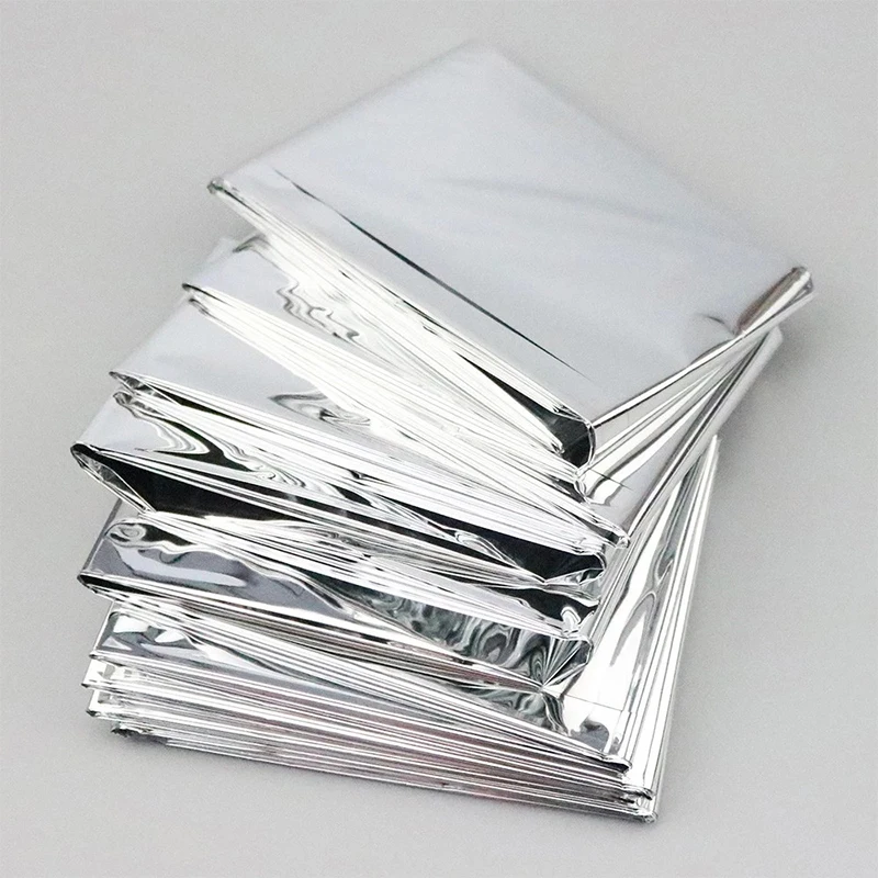 Folding Emergency Blanket Outdoor Survival Rescue First Aid Foil Thermal Blanket Windproof Keep Warm Blankets for Camping Hiking